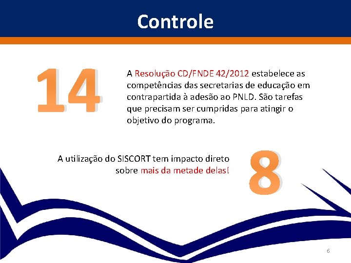 Controle 14 A Resolução CD/FNDE 42/2012 estabelece as competências das secretarias de educação em