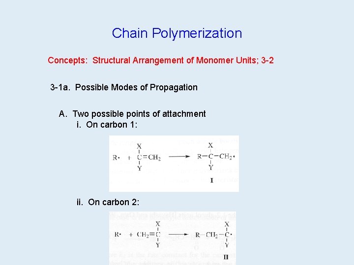 Chain Polymerization Concepts: Structural Arrangement of Monomer Units; 3 -2 3 -1 a. Possible