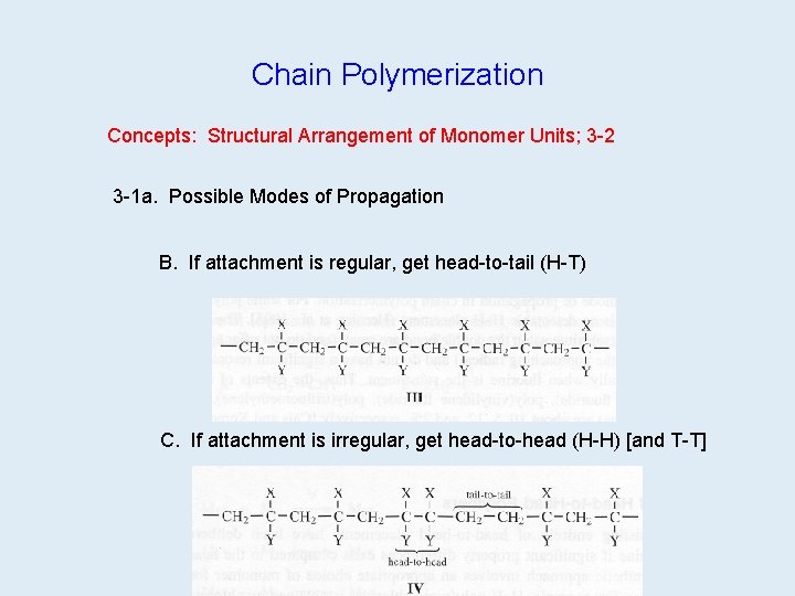 Chain Polymerization Concepts: Structural Arrangement of Monomer Units; 3 -2 3 -1 a. Possible