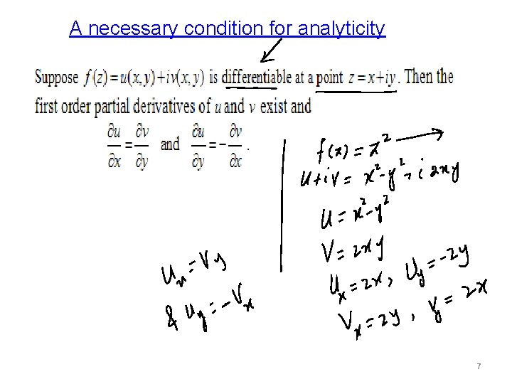 A necessary condition for analyticity 7 