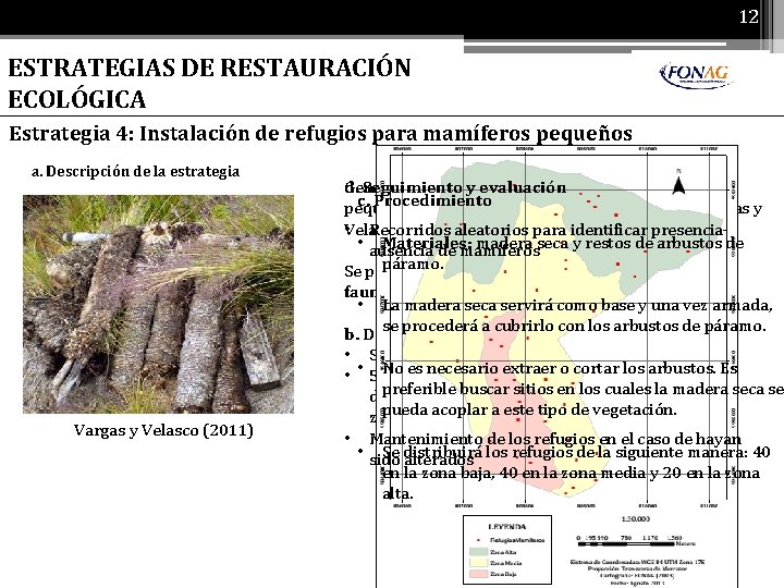 12 ESTRATEGIAS DE RESTAURACIÓN ECOLÓGICA Estrategia 4: Instalación de refugios para mamíferos pequeños a.