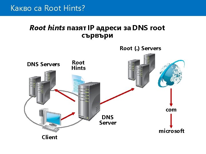 Какво са Root Hints? Root hints пазят IP адреси за DNS root сървъри Root