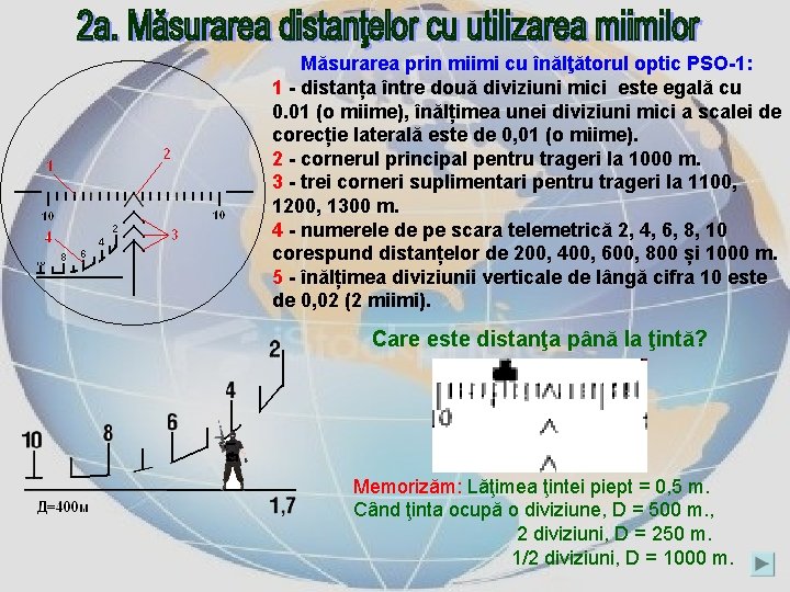 Măsurarea prin miimi cu înălţătorul optic PSO 1: 1 distanța între două diviziuni mici