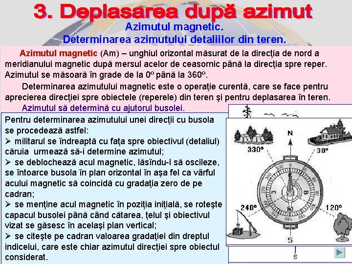 Azimutul magnetic. Determinarea azimutului detaliilor din teren. Azimutul magnetic (Am) – unghiul orizontal măsurat