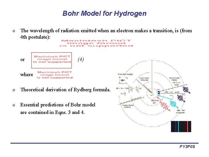 Bohr Model for Hydrogen o The wavelength of radiation emitted when an electron makes