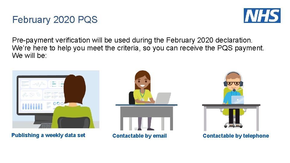 February 2020 PQS Pre-payment verification will be used during the February 2020 declaration. We’re