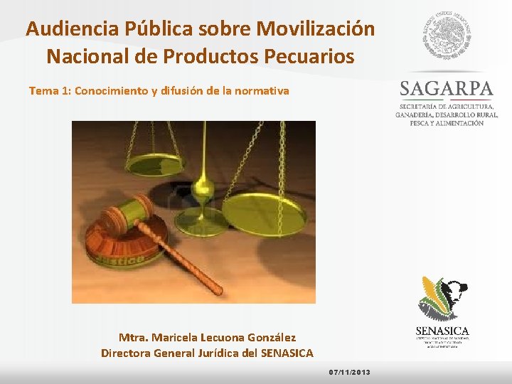 Audiencia Pública sobre Movilización Nacional de Productos Pecuarios Tema 1: Conocimiento y difusión de