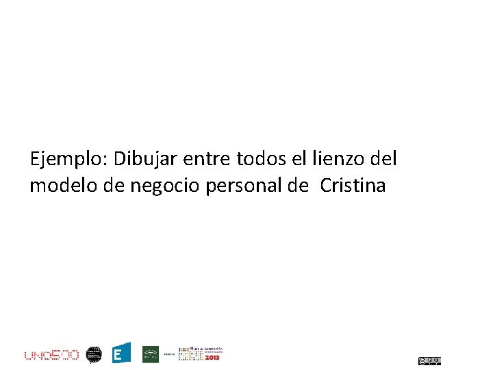 Ejemplo: Dibujar entre todos el lienzo del modelo de negocio personal de Cristina 