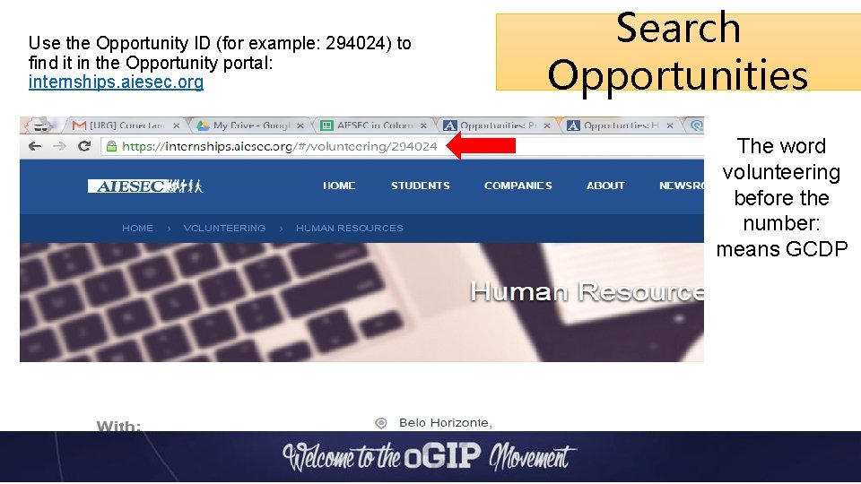 Use the Opportunity ID (for example: 294024) to find it in the Opportunity portal: