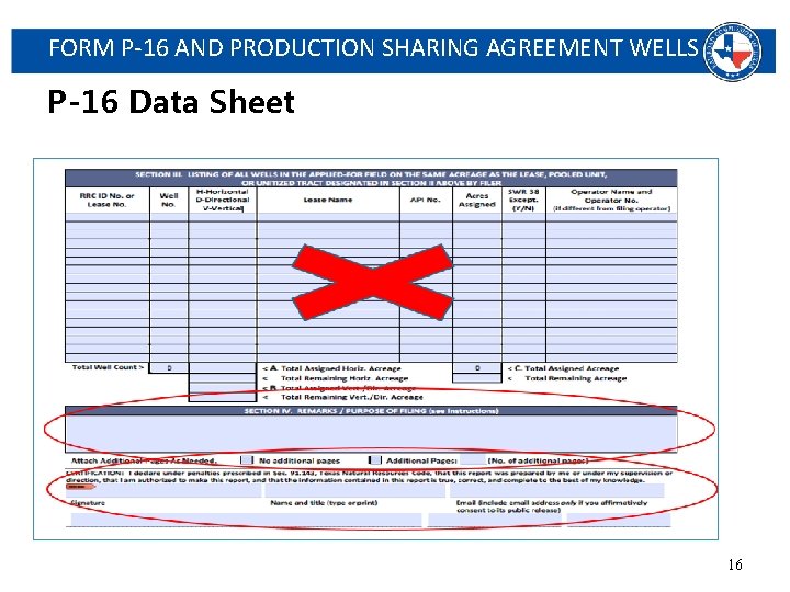 FORM P-16 AND PRODUCTION SHARING AGREEMENT WELLS P-16 Data Sheet Railroad Commission of Texas