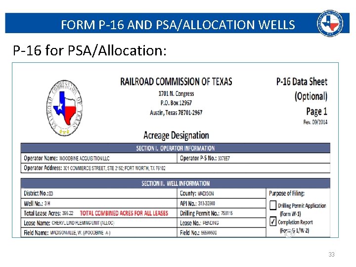 FORM P-16 AND PSA/ALLOCATION WELLS P-16 for PSA/Allocation: Railroad Commission of Texas | June