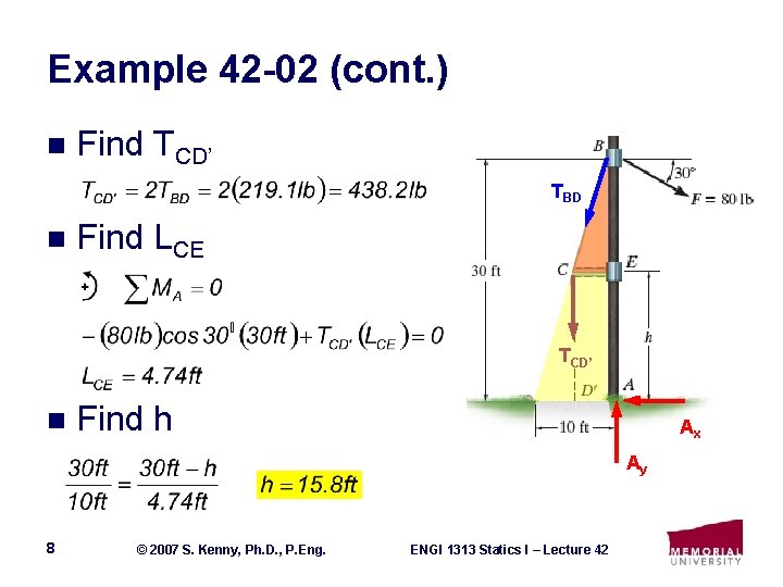 Example 42 -02 (cont. ) n Find TCD’ TBD n Find LCE TCD’ n