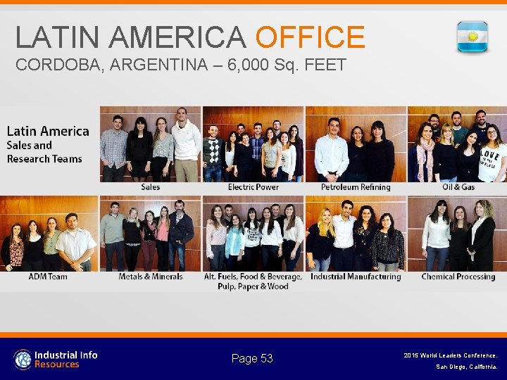 LATIN AMERICA OFFICE CORDOBA, ARGENTINA – 6, 000 Sq. FEET Page 53 2015 World