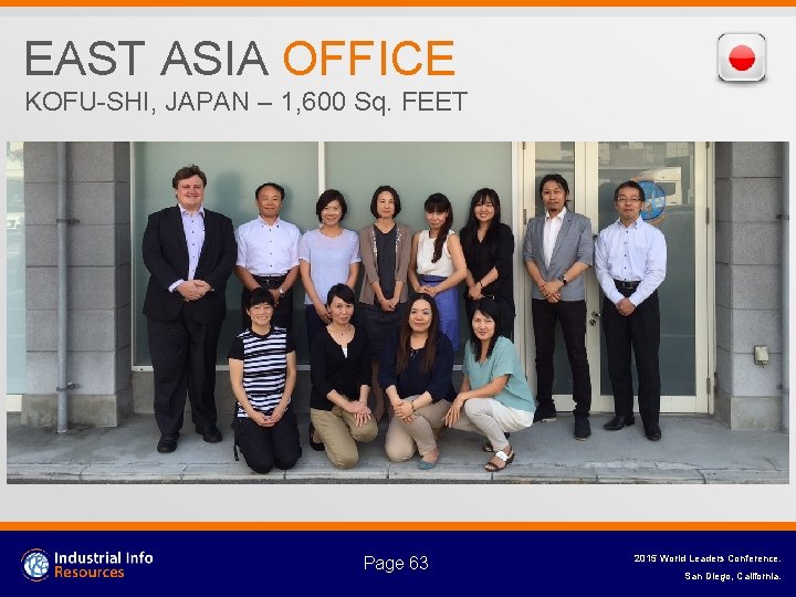 EAST ASIA OFFICE KOFU-SHI, JAPAN – 1, 600 Sq. FEET Page 63 2015 World
