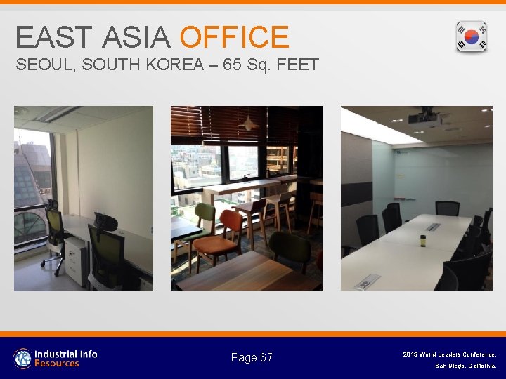 EAST ASIA OFFICE SEOUL, SOUTH KOREA – 65 Sq. FEET Page 67 2015 World