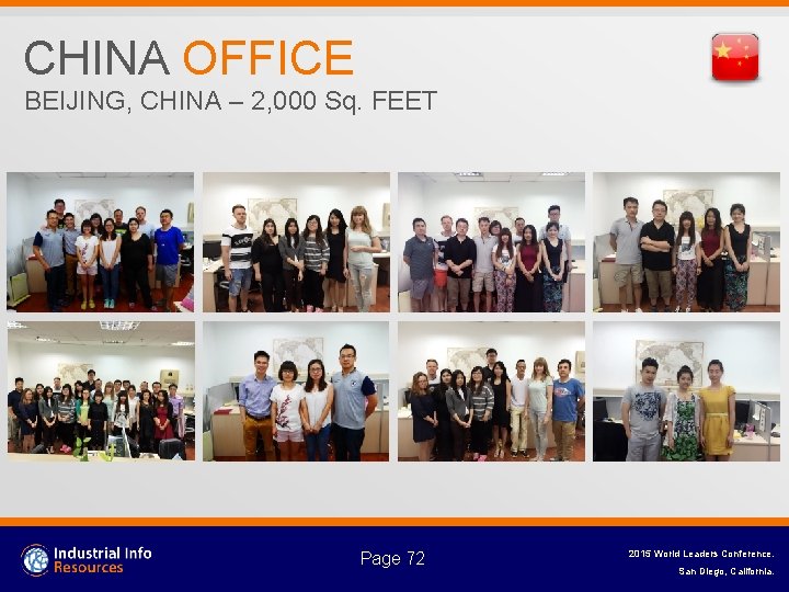 CHINA OFFICE BEIJING, CHINA – 2, 000 Sq. FEET Page 72 2015 World Leaders