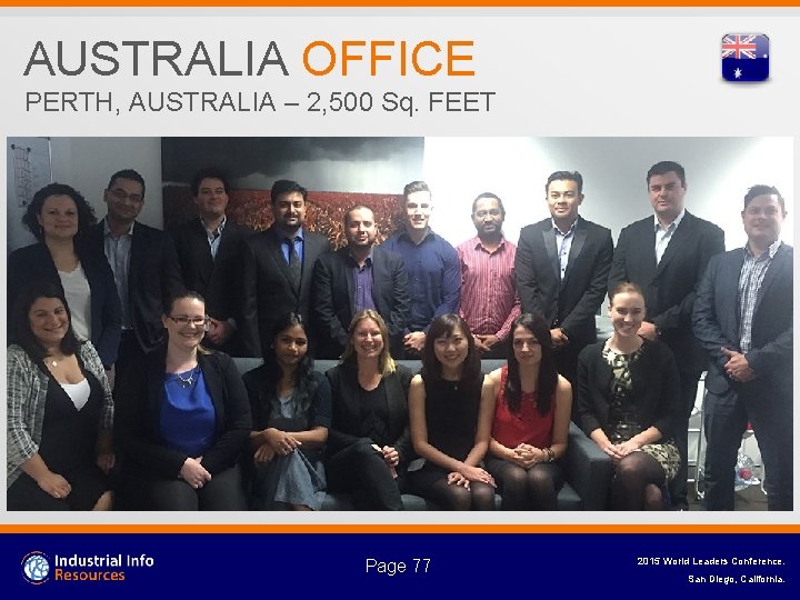 AUSTRALIA OFFICE PERTH, AUSTRALIA – 2, 500 Sq. FEET Page 77 2015 World Leaders