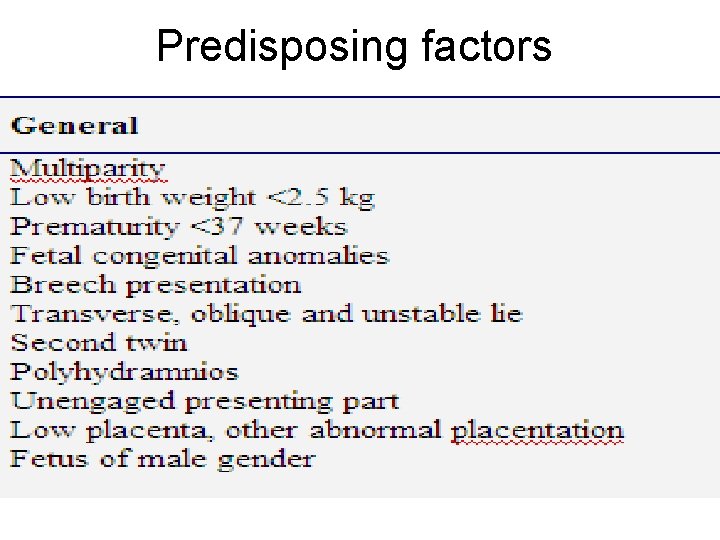 Predisposing factors 