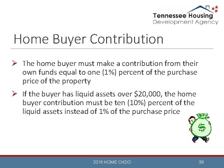 Home Buyer Contribution Ø The home buyer must make a contribution from their own