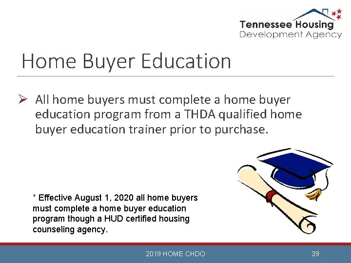 Home Buyer Education Ø All home buyers must complete a home buyer education program