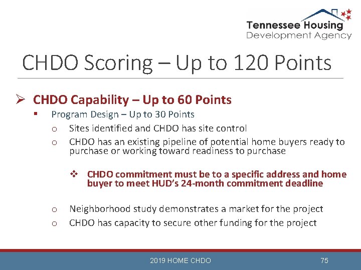 CHDO Scoring – Up to 120 Points Ø CHDO Capability – Up to 60