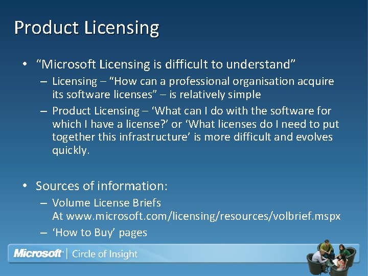 Product Licensing • “Microsoft Licensing is difficult to understand” – Licensing – “How can