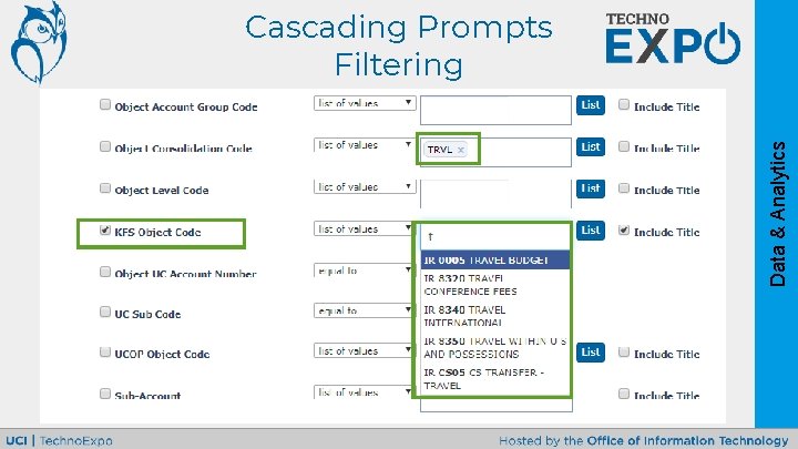 Data & Analytics Cascading Prompts Filtering 