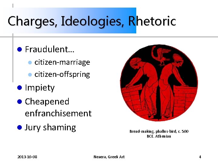 Charges, Ideologies, Rhetoric l Fraudulent… citizen-marriage l citizen-offspring l l Impiety l Cheapened enfranchisement