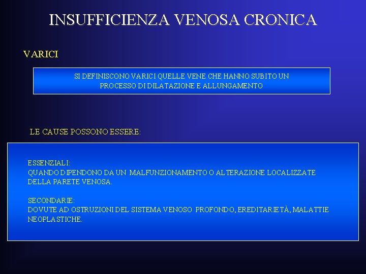 INSUFFICIENZA VENOSA CRONICA VARICI SI DEFINISCONO VARICI QUELLE VENE CHE HANNO SUBITO UN PROCESSO INSUFFICIENZA VENOSA CRONICA VARICI SI DEFINISCONO VARICI QUELLE VENE CHE HANNO SUBITO UN PROCESSO