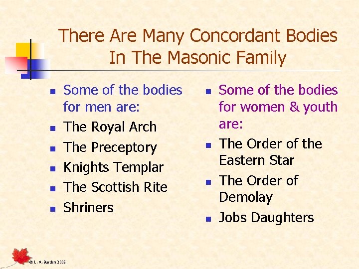 There Are Many Concordant Bodies In The Masonic Family n n n Some of