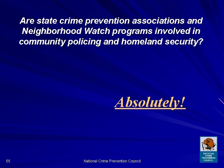 Are state crime prevention associations and Neighborhood Watch programs involved in community policing and
