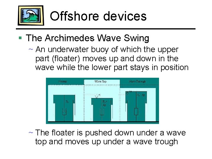 Offshore devices § The Archimedes Wave Swing ~ An underwater buoy of which the