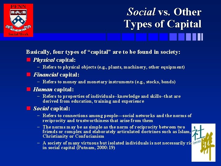 Social vs. Other Types of Capital Basically, four types of “capital” are to be