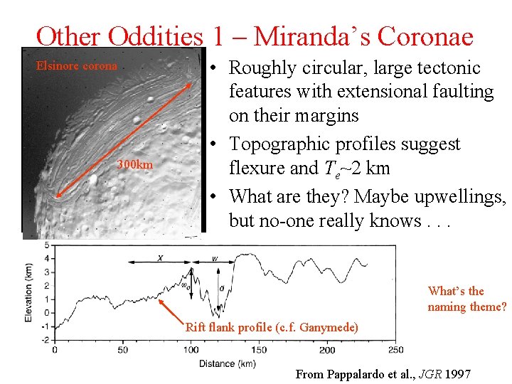 Other Oddities 1 – Miranda’s Coronae Elsinore corona 480 km 300 km • Roughly