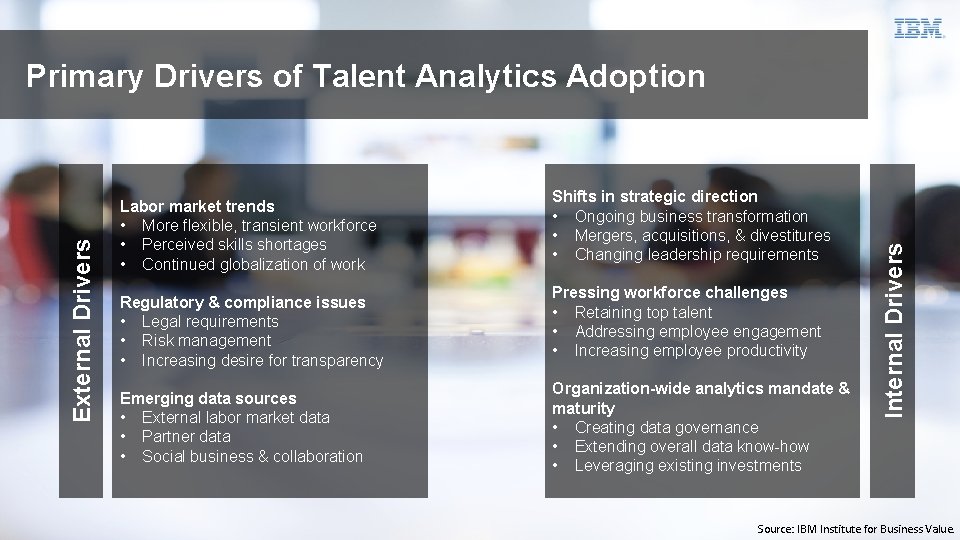 Labor market trends • More flexible, transient workforce • Perceived skills shortages • Continued