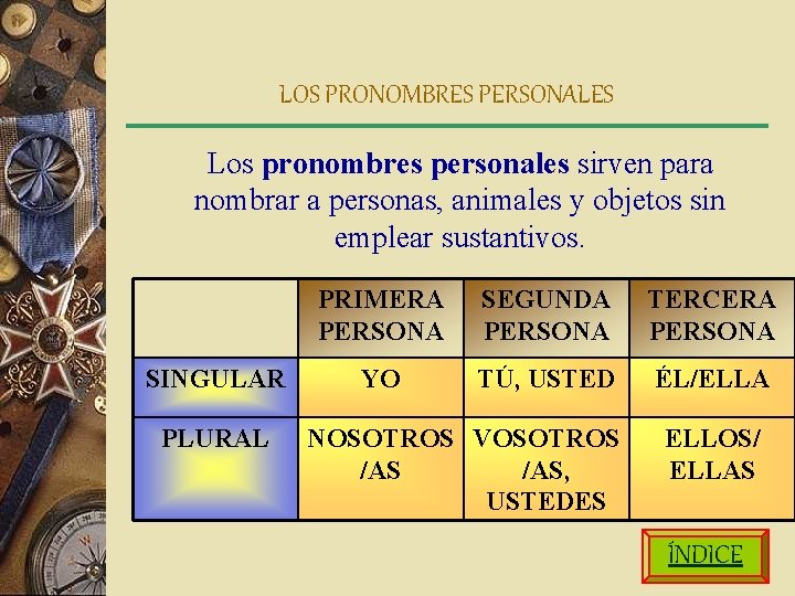 LOS PRONOMBRES PERSONALES Los pronombres personales sirven para nombrar a personas, animales y objetos