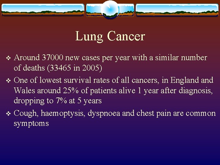Lung Cancer Around 37000 new cases per year with a similar number of deaths
