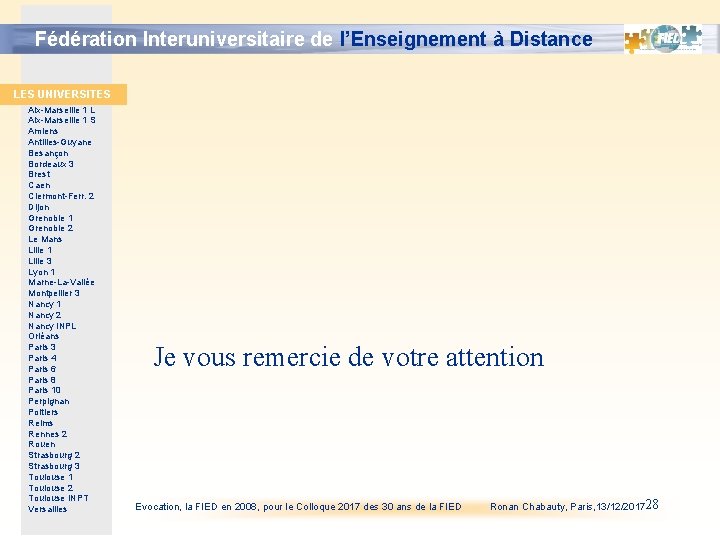 Fédération Interuniversitaire de l’Enseignement à Distance LES UNIVERSITES Aix-Marseille 1 L Aix-Marseille 1 S Fédération Interuniversitaire de l’Enseignement à Distance LES UNIVERSITES Aix-Marseille 1 L Aix-Marseille 1 S