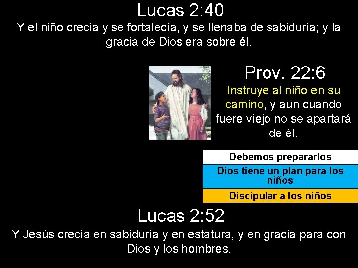 Lucas 2: 40 Y el niño crecía y se fortalecía, y se llenaba de