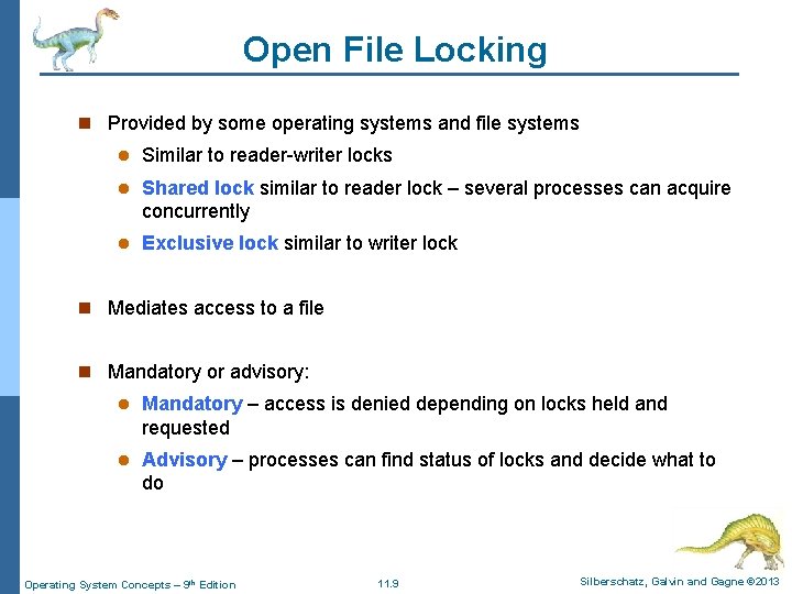 Chapter 11 FileSystem Interface Operating System Concepts 9