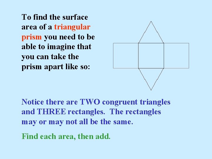 To find the surface area of a triangular prism you need to be able