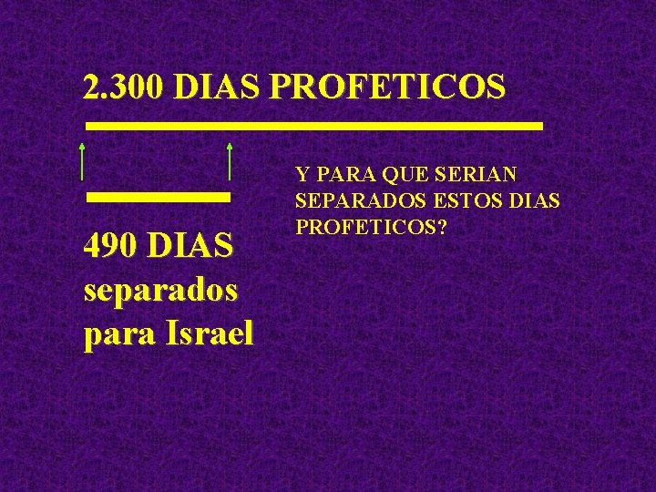 2. 300 DIAS PROFETICOS 490 DIAS separados para Israel Y PARA QUE SERIAN SEPARADOS