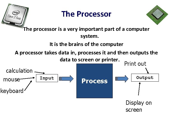 The Processor The processor is a very important part of a computer system. It