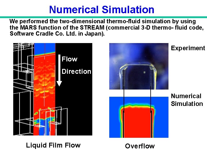Numerical Simulation We performed the two-dimensional thermo-fluid simulation by using the MARS function of Numerical Simulation We performed the two-dimensional thermo-fluid simulation by using the MARS function of