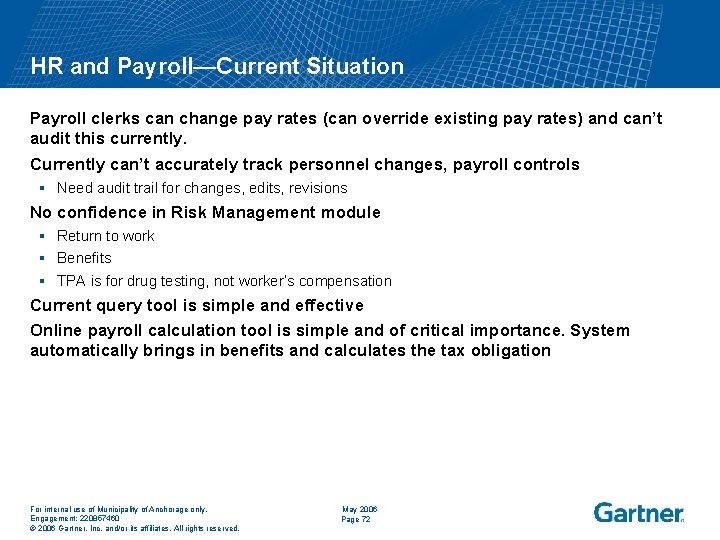 HR and Payroll—Current Situation Payroll clerks can change pay rates (can override existing pay