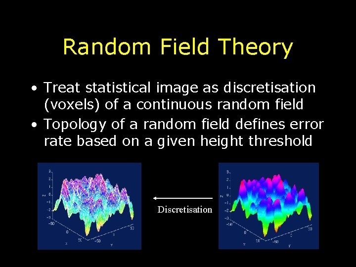 Random Field Theory • Treat statistical image as discretisation (voxels) of a continuous random