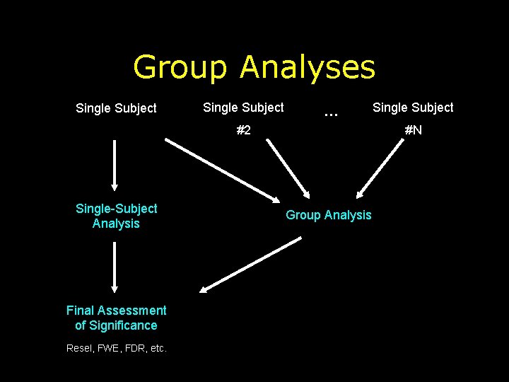 Group Analyses Single Subject … #2 Single-Subject Analysis Final Assessment of Significance Resel, FWE,