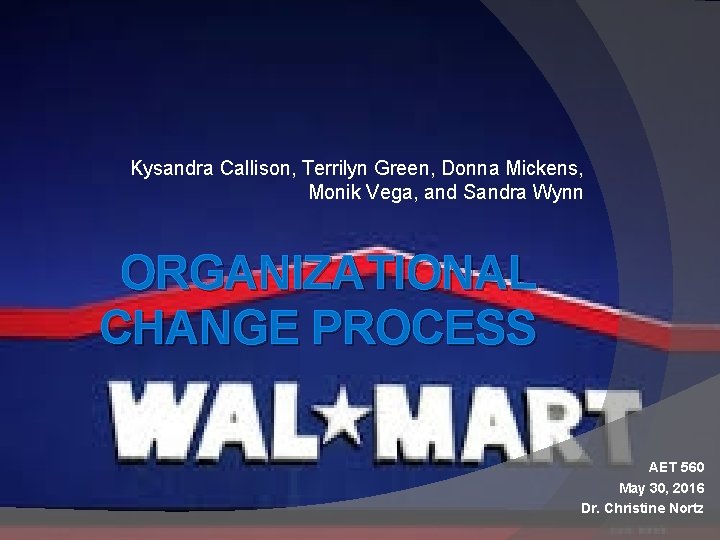 Kysandra Callison, Terrilyn Green, Donna Mickens, Monik Vega, and Sandra Wynn ORGANIZATIONAL CHANGE PROCESS