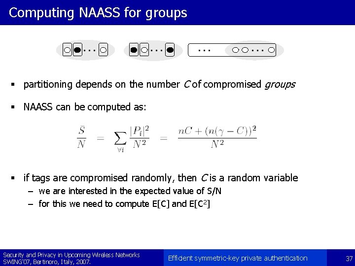 Computing NAASS for groups. . . § partitioning depends on the number C of