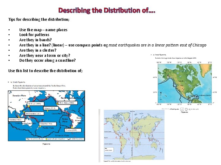 Describing the Distribution of…. Tips for describing the distribution; • • Use the map